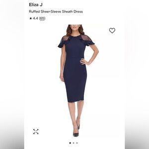 Eliza J Ruffled Sheer-Sleeve Sheath Dress